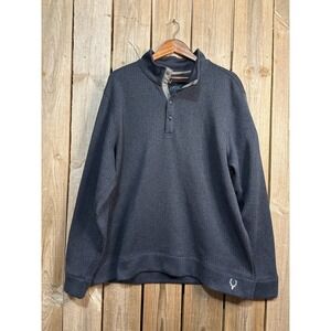 XPLR Jeremiah Mens XL Navy Herringbone Snap Mock Neck Pullover Travel Expedition